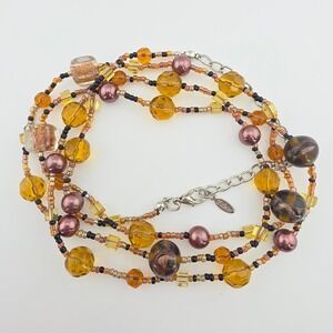 Vintage ESMOR Boho Necklace Austrian Crystal Glass Bead Faux Pearl Seed Bead 40"